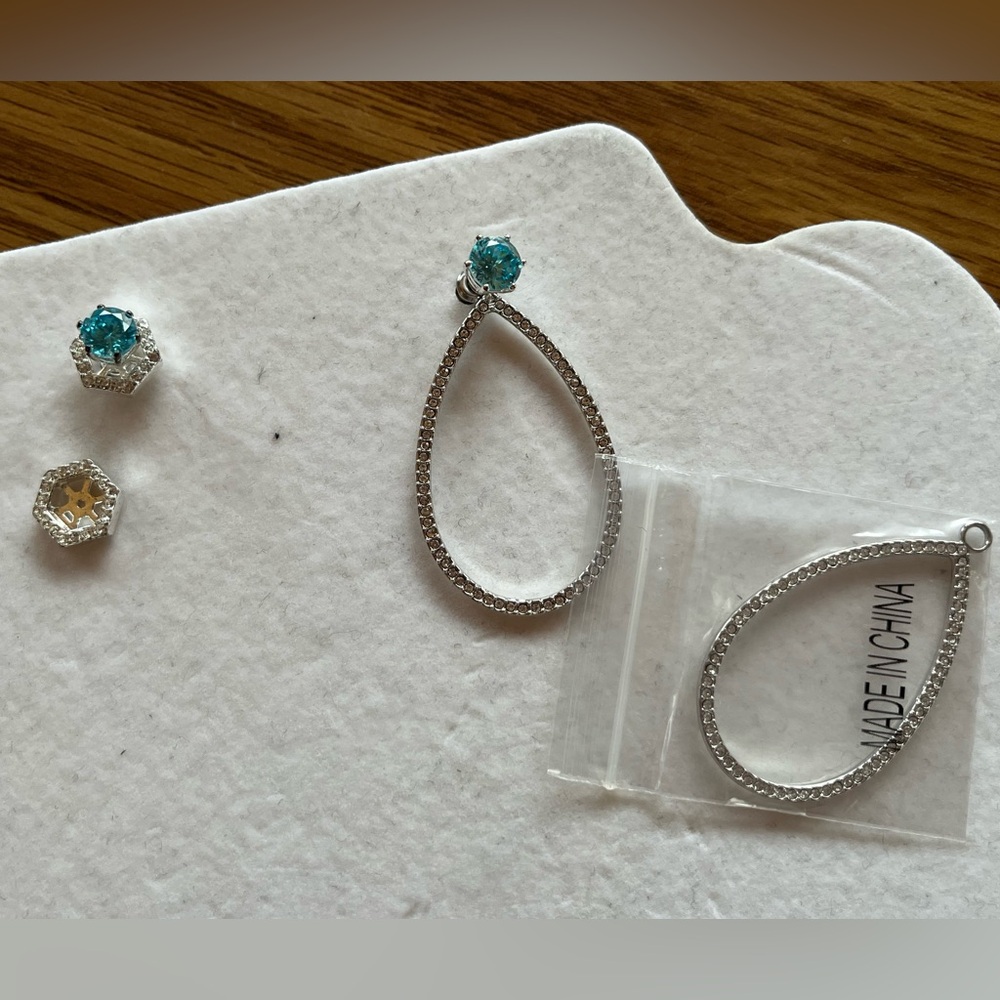 Origami Owl Blue CZ Pave Earring Set